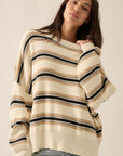 CREAM STRIPE SWEATER (OVERSIZED)