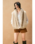 Snow Angel Collared Furry Vest: FRENCH STONE