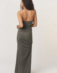P+T NALA STRAPLESS DRESS W/SIDE RUCHING/ROSEMARY