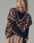 Leopard Crochet Knit Vest: LEOPARD / SM-ML/3-3