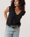 P+T BLACK RUE V-NECK TANK