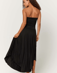 P+T GODDESS STRAPLESS SHIRRED DRES
