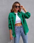 Hot Pink Distressed Denim Jacket Oversized Button Down: Light Gray / 65% Cotton+35% Polyester / L