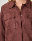 BURGUNDY FAUX SUEDE SHACKET