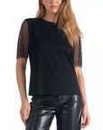 ELN BLACK T-SHIRT WITH MESH SLEEVES