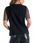 ELN BLACK T-SHIRT WITH MESH SLEEVES