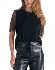 ELN BLACK T-SHIRT WITH MESH SLEEVES