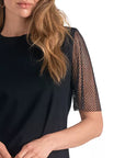 ELN BLACK T-SHIRT WITH MESH SLEEVES