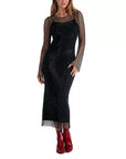 LONG SHEER SLEEVE MAXI DRESS
