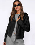 Hooded Zipper Sweater, Spliced Lazy Style Knitted Jacket: Green / M
