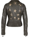 GREEN LEATHER JACKET W/SNAKE PRINT STARS