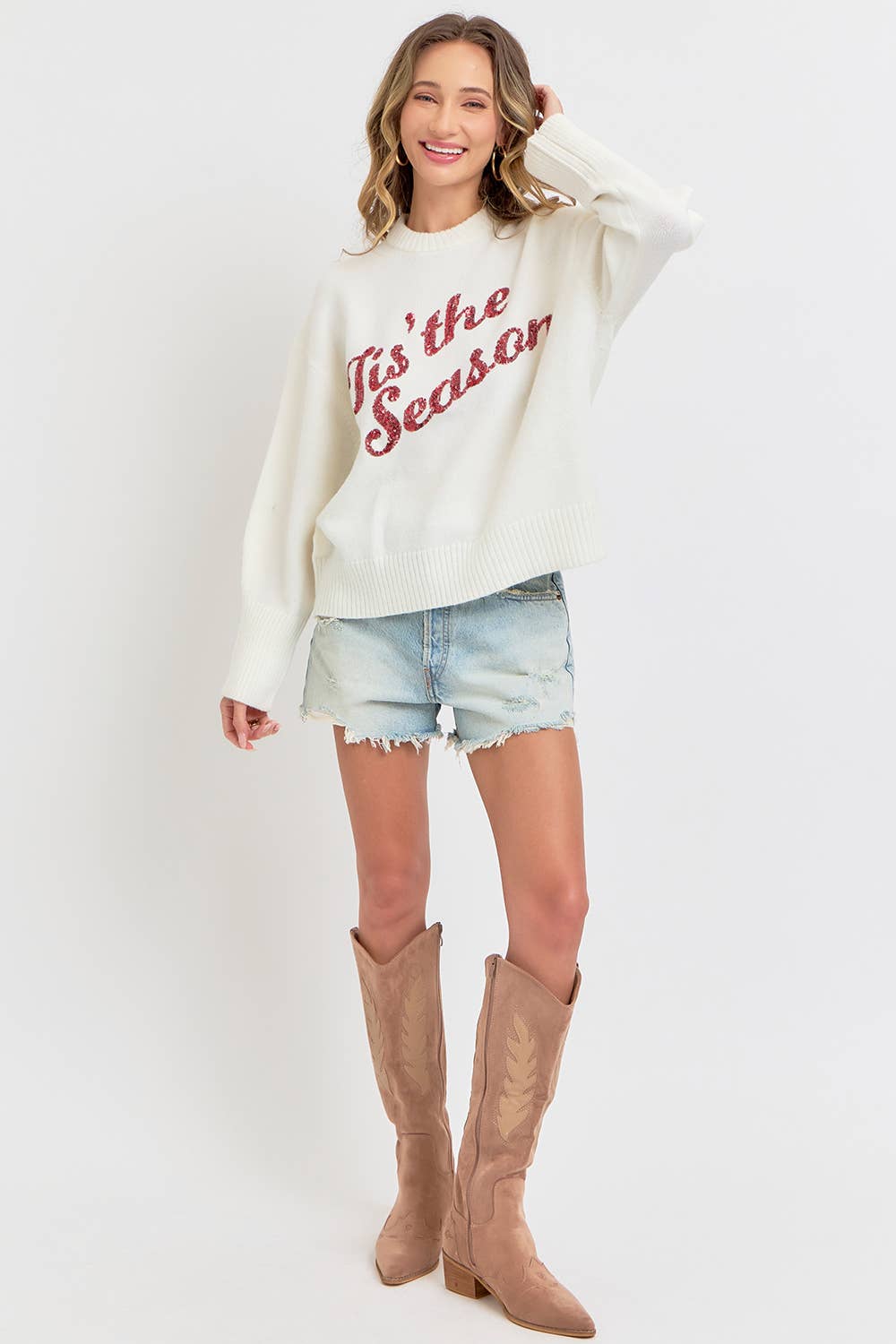 HOLIDAY SWEATER IT&#39;S THE SEASON: IVORY