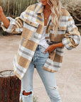 Women's Plaid Button Down Flannel Shirt Jacket – Cozy & Stylish: Light gray / 100%Polyester / S
