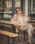 25046J Deer Print Faux Fur Coat: TAUPE / S-M-L (2-2-2)