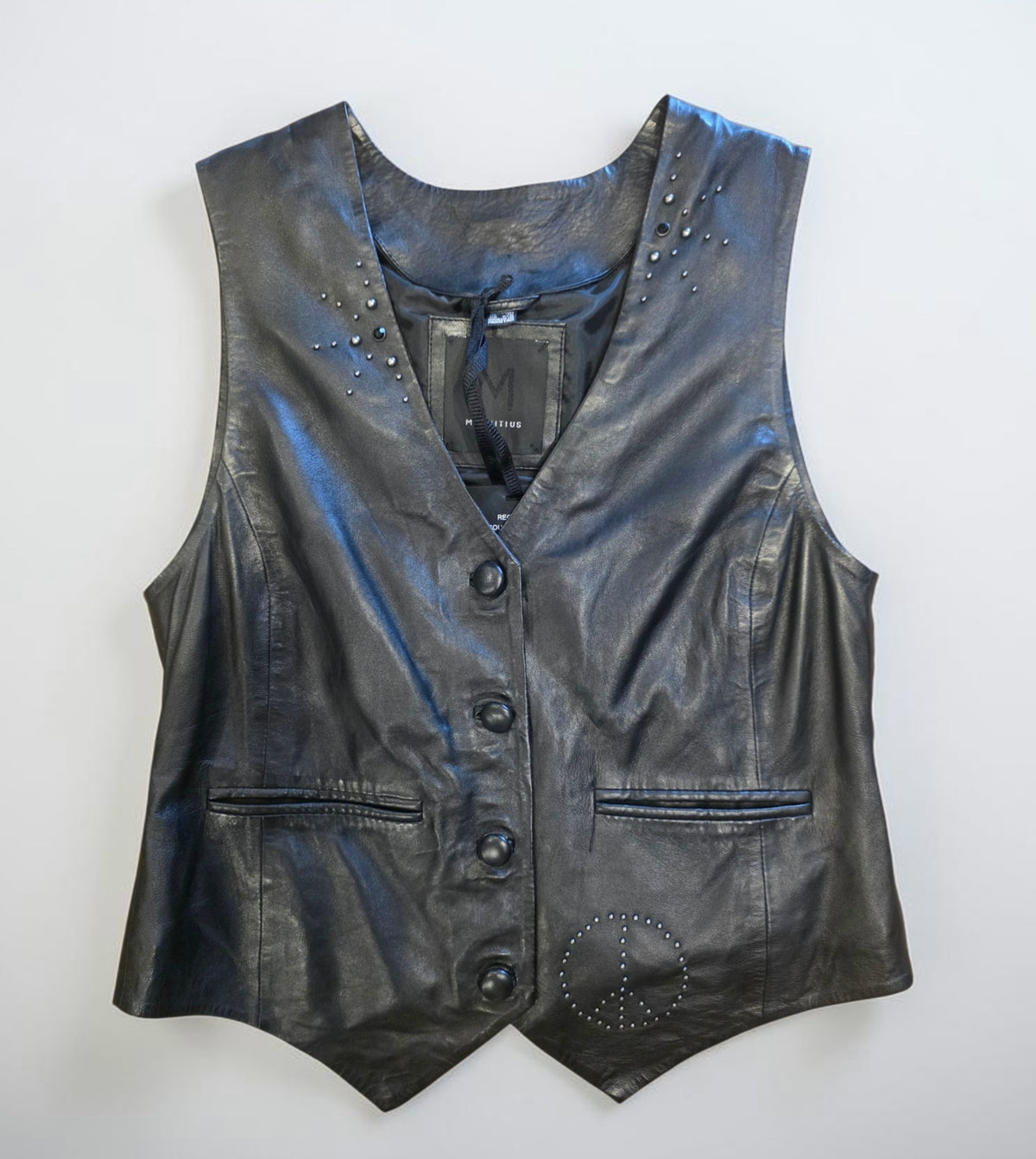 BLACK PEACE LEATHER VEST