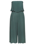 Flowy Strapless Culotte Jumpsuit: Teal