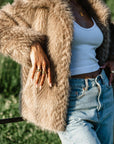 Two Tone Faux Fur Jacket