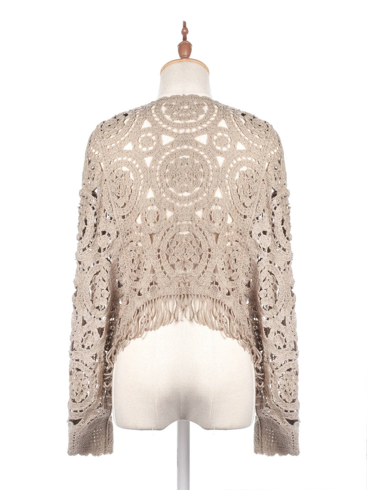 Crosa - Vintage Hollow Knit Batwing Sweater: Khaki / One Size