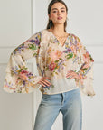Floral Bell Sleeve Ruffled Blouse: SOFT FLORAL / S-M-L(2-2-2)