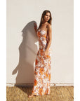 PAISLEY STRAPLESS MAXI DRESS