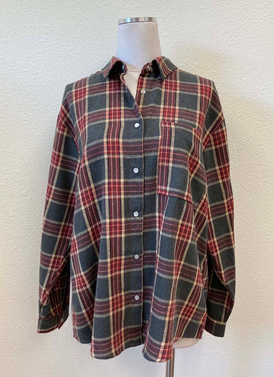 OVERSIZED FLANNEL SHIRT WITH POCKET