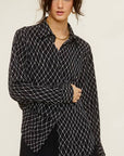 RETRO GEO PRINT COLLARED BUTTON-DOWN SHIRT