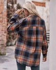 Women’s Caramel Plaid Oversized Flannel Button Down Shirt: Khaki / 100%Polyester / XL