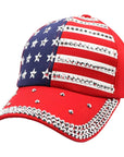 AMERICAN FLAG RHINESTONE STUDDED CAP