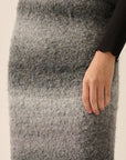 Striped Ombre Fuzzy Maxi Skirt: Grey