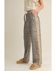 Luxe Leopard Relaxed Pants With Side Trim: LEOPARD/TAUPE