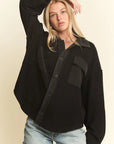 BLACK MINERAL WASH COLLARED BUTTON DOWN