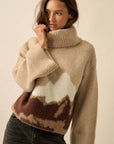 Mountains Fuzzy Jacquard-Knit Turtleneck Sweater: Heather Grey-Black
