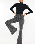 GREY STRIPE PANTS W/FRAYED HEM