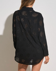 BLACK EYELET BUTTON UP SHIRT/COVERUP