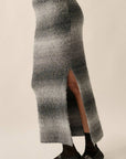 Striped Ombre Fuzzy Maxi Skirt: Grey