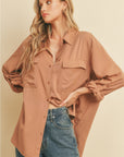 OVERSIZED TERRACOTTA BUTTONUP SHIRT