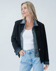 S/F MIXED MEDIA DENIM BLK JACKET