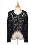 Crosa - Vintage Hollow Knit Batwing Sweater: Black / One Size