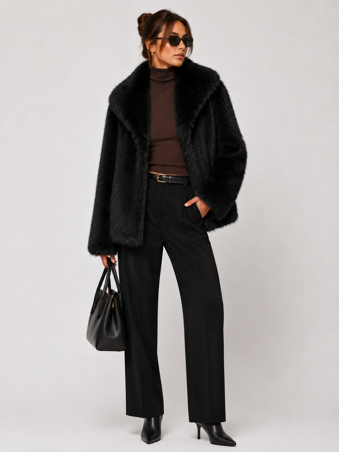 FC0171: The Celeste Fur Coat: Black / S