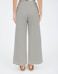 STRIPE WIDE LEG KNIT LOUNGE PANTS: BLACK
