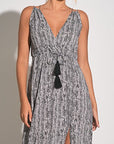 BLK/WHITE SNAKE PRINT MAXI