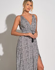 BLK/WHITE SNAKE PRINT MAXI