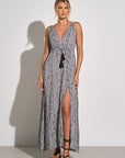 BLK/WHITE SNAKE PRINT MAXI