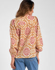 GOLD PRINT BUTTON BLOUSE