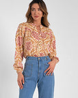 GOLD PRINT BUTTON BLOUSE