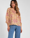 GOLD PRINT BUTTON BLOUSE