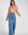 GOLD PRINT BUTTON BLOUSE