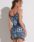BLUE MULTI KNIT TANK W/FRINGE DETAIL