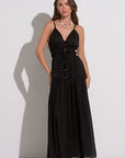 BLACK MAXI W/SPAGHETTI STRAPS