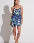 BLUE MULTI KNIT TANK W/FRINGE DETAIL